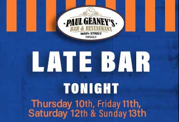 Paul Geaney's Bar & Restaurant Dingle Wild Atlantic Way August Late Bar