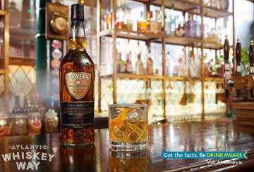 Selection of Powers Irish Whiskey at Paul Geaneys Bar & Restaurant Dingle Wild Atlantic Way