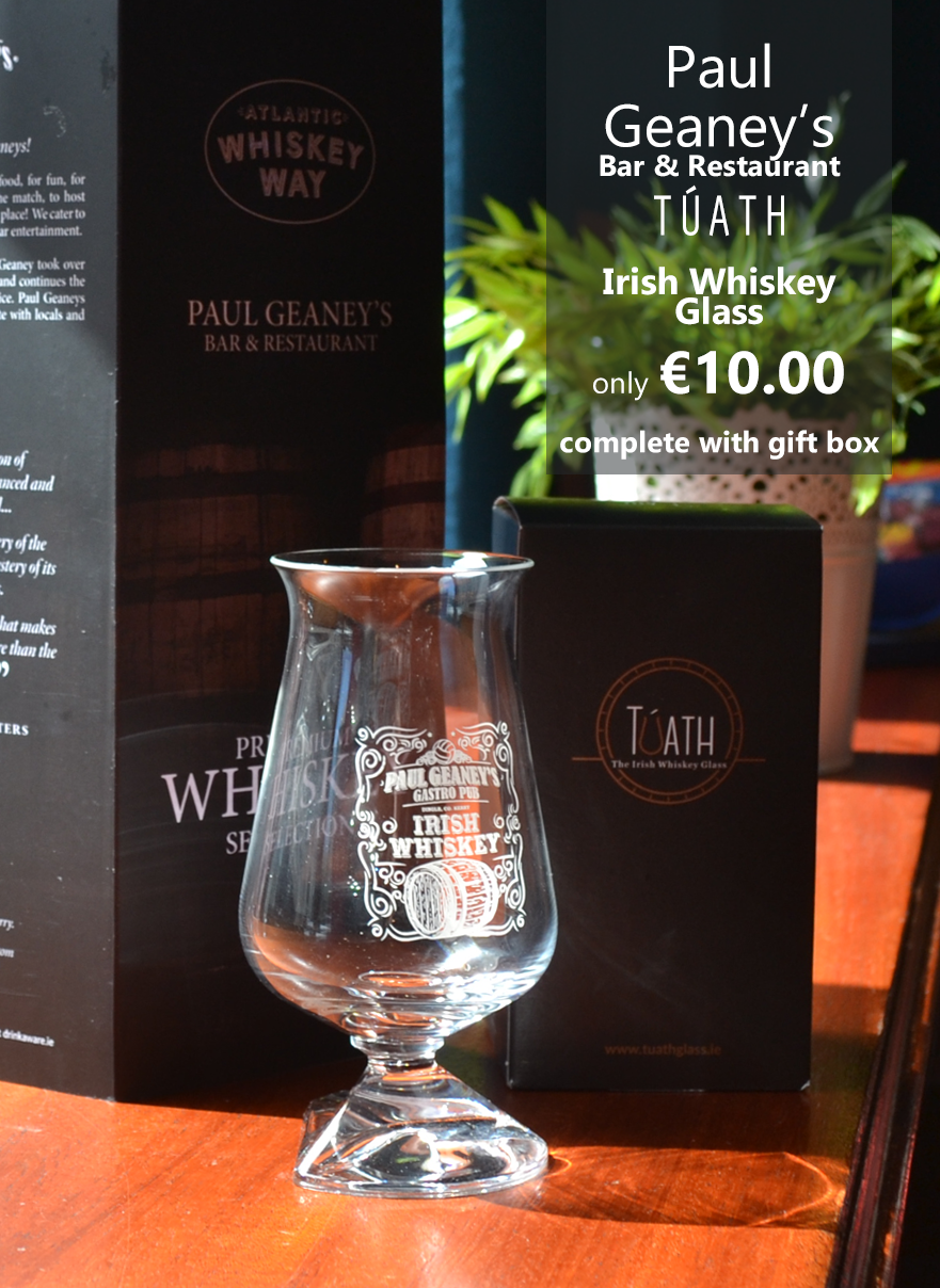 TUATH Irish Whiskey Glasses at Paul Geaney's Bar & Restaurant Dingle Wild Atlantic Way